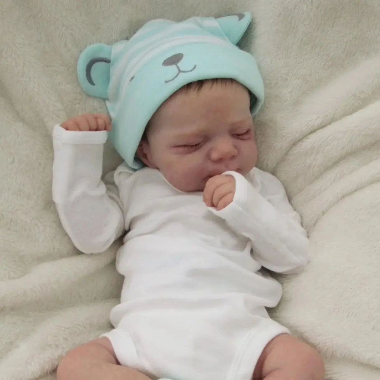 Rebirth Doll Toy Store  48cm 19inch Full Body Soft Vinyl Reborn Baby Doll with 3D-Paint Skin and Visible Veins Like Real Sleeping Bebe Newborn Bathe Toy for Children Birthday Gift Soft Dolls