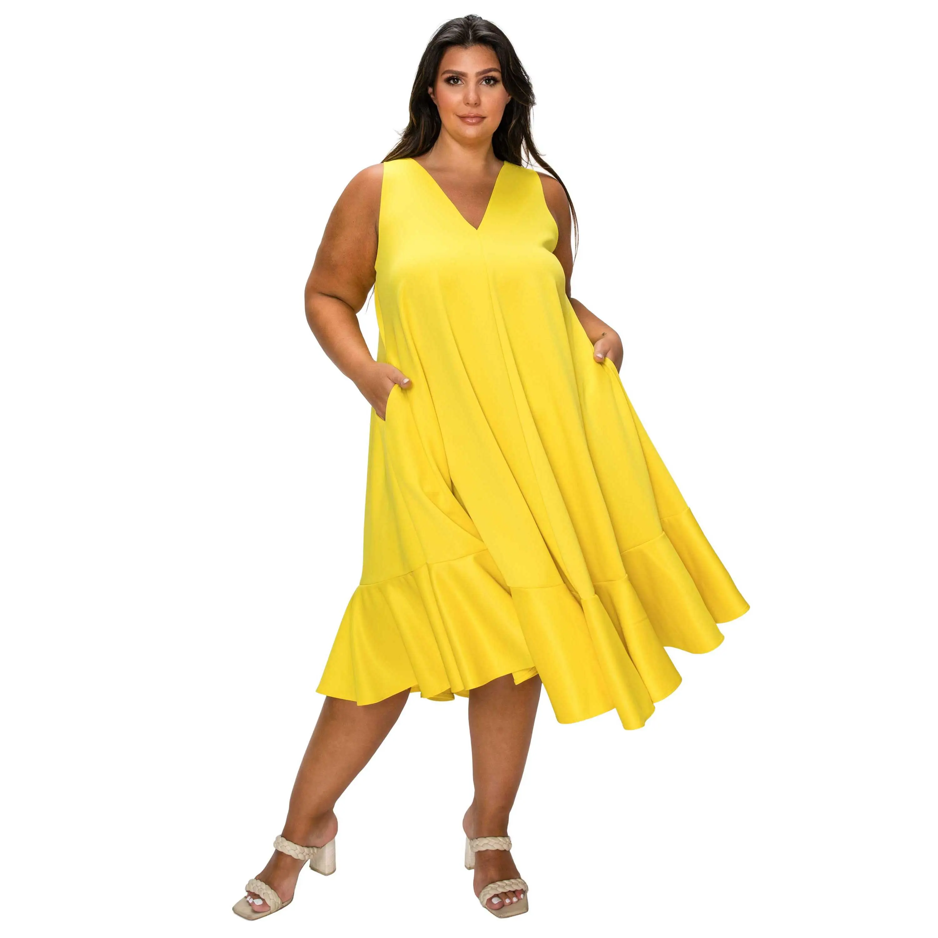 Simone Sleeveless Pocket Flare Dress