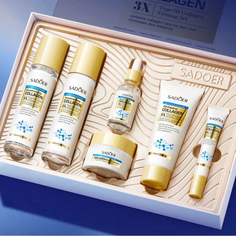 Collagen Smooth Wrinkle Moisturizing Skin Care Set, 6 Pieces Hydrating Skincare Kit, Moisturizing Skin Care Product for Women, Moisturizer, Collagen Boost, Collagen Lift Kit