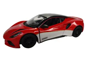 KINSMART 1:34 Scale Model 5" Lotus Emira Heritage Edition Diecast Car with Openable Doors & Pull-Back Action Vibrant Red Collectible