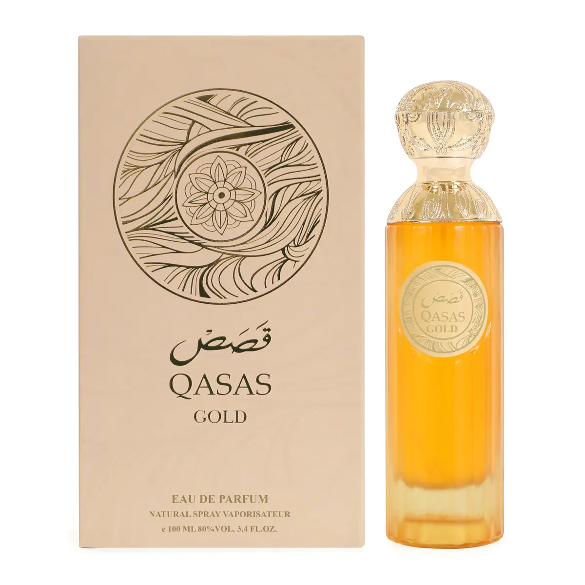 Qasas Gold Eau De Parfum Natural Spray Vaporisateur 100ml 3.4fl oz Luxurious Fragrance