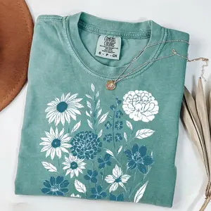 Comfort Colors Vintage Pressed Flowers T-Shirt Botanical Floral Tshirt Boho Cottagecore Tee Wildflowers Floral T-Shirt Gift for Gardener