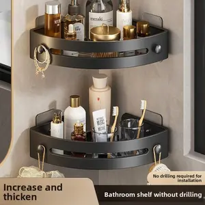Multifunctional No-Drill Shelf Set, Perfect for Bathroom Shower Organizers & Kitchen, Great Bath Accessory for Shampoo Storage & Organization
