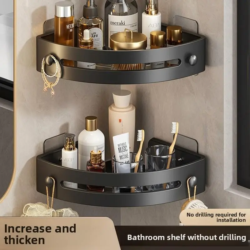 Multifunctional No-Drill Shelf Set, Perfect for Bathroom Shower Organizers & Kitchen, Great Bath Accessory for Shampoo Storage & Organization, Bathroom Organizing Accessories