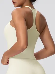 Women's Fine-Strap Y-Back Yoga Tank Top with Padded Cups Casual Fitted Sports Top with Quick-Dry Technology High-Stretch Y-Back Sports Bra Outdoor Running Fitness Bra Yoga Sports Vest