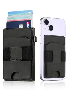 Minimalist Wallet for Men,Men's Slim Business Card Holder with RFID Blocking and Metal Pop Up Credit Card Case,Magnetic Card Holder for Phone,Birthday Anniversary Gifts for Mens,Black/Brown