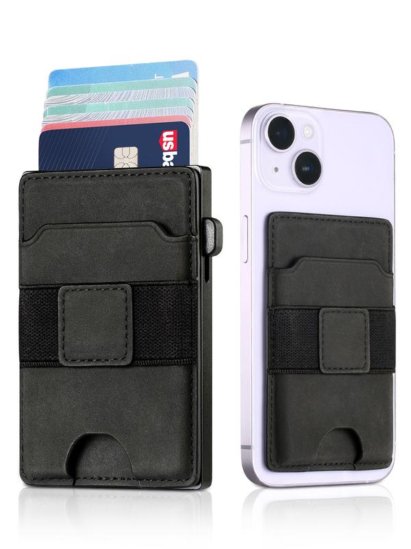 Minimalist Wallet for Men,Men's Slim Business Card Holder with RFID Blocking and Metal Pop Up Credit Card Case,Magnetic Card Holder for Phone,Birthday Anniversary Gifts for Mens,Black/Brown