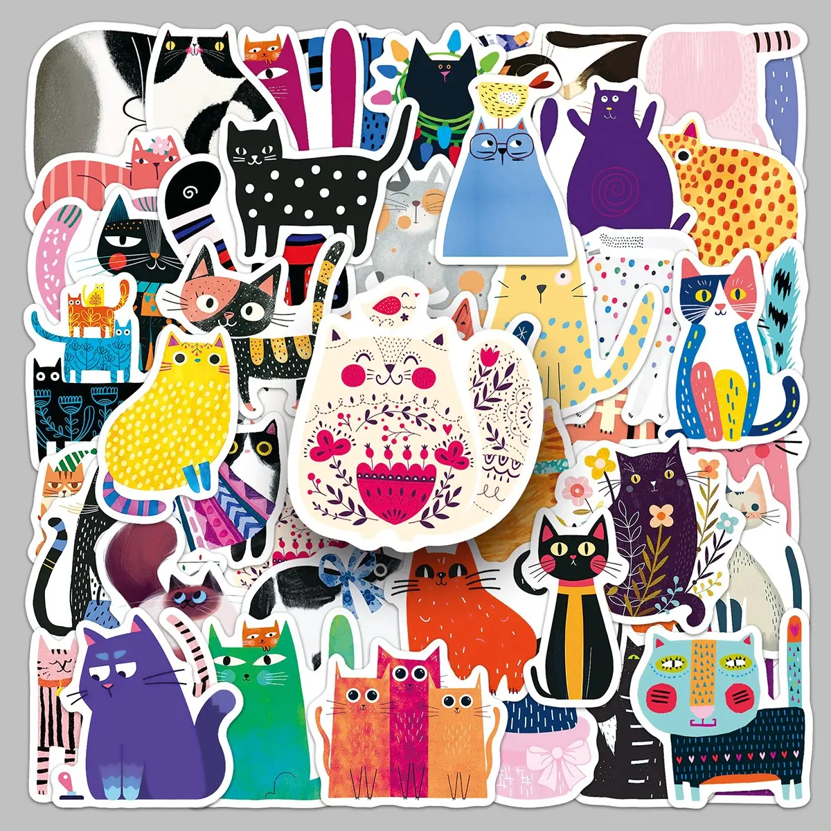 50pieces picture book cat cute cartoon cute pet creative stickers pencil case desktop suitcase refrigerator diy stickers Cute Animal Stickers