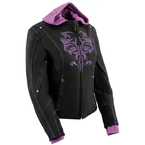 Milwaukee Leather Women's Textile Motorcycle Riders Jacket with Hoodie - Year Round Wear