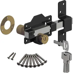 2 ¾” Double Locking Long Throw Gate Lock, 5 Keys Included, Stainless Steel, High Durability, Corrosion-Resistant, Ideal for Gates and Doors