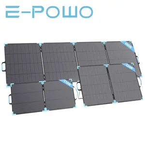 E-POWO 440W 400W 220W 110W Bifacial Solar Panel for Power Station, 23.5% High Efficiency Portable Foldable Solar Panel Charger Emergency Backup Power Supply for Outdoor Camping, RV, Emergency Power Station adjustable kickstand