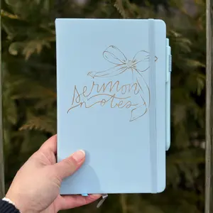 Sermon Notes Engraved Leather Journal Gift for Christian Women Bible Study Notebook Custom Name Baptism present from Sister Journaling gift