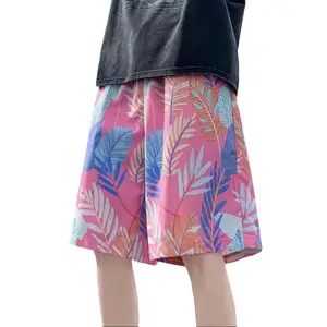 Men's Quick-Dry Beach Shorts, Loose Mid-Length, Elastic Waist, Fashion Menswear Streetwear, Colorful Fabric, Plus-Size Casual Vacation Outdoor Pants