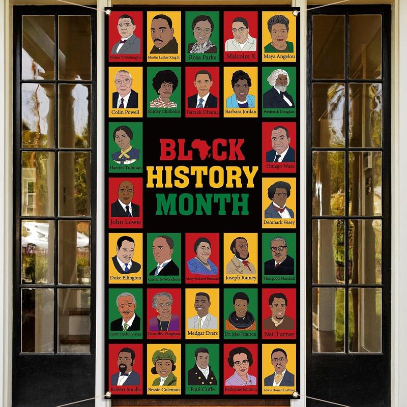 36x72in Black History Month Door Cover African American Holiday Art Posters Classroom Door Banner Photography School Home Porch Decoration