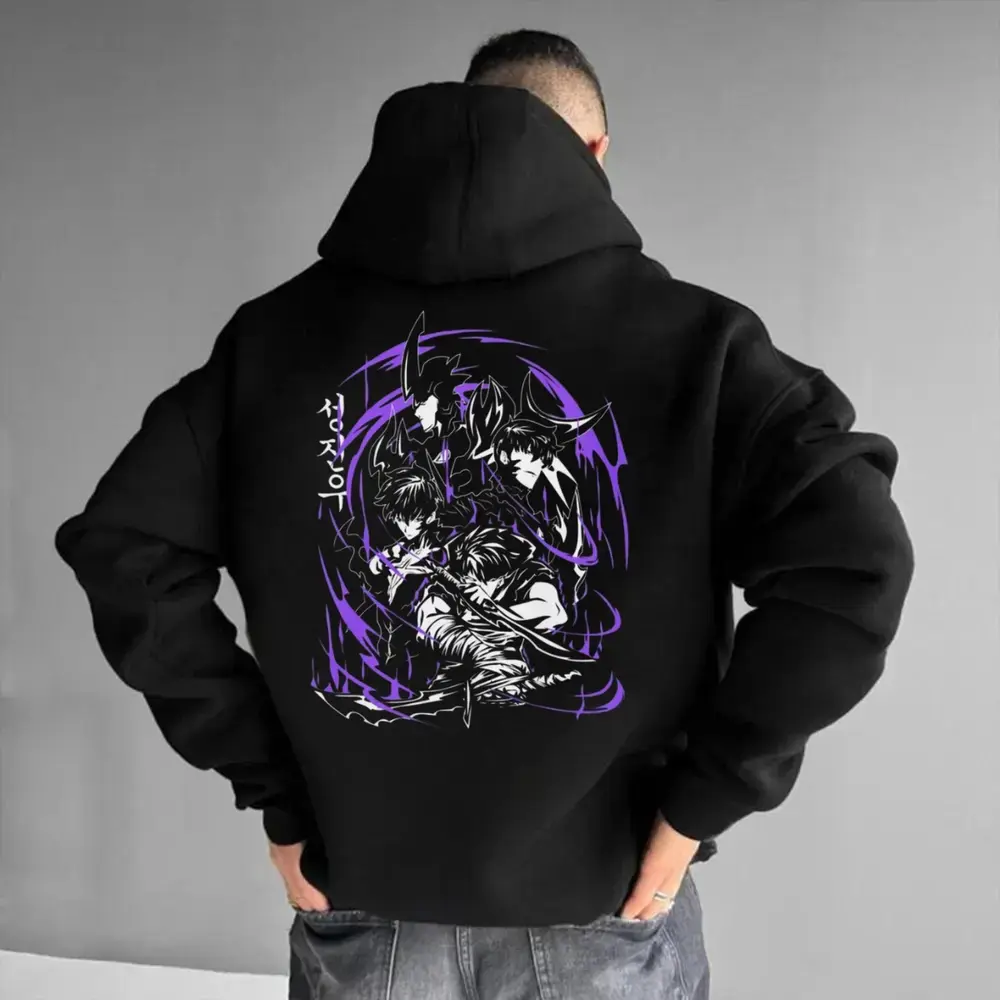 Solo Leveling Hoodie, Minimalist Manga-Inspired T-shirt, Perfect for Anime Enthusiasts, Unisex Anime Hoodie, Tops Classic Menswear