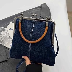 Denim Crossbody Tote Bags For, Mini Blue Denim Totebag Kiss Lock Purses And Handbags Accessories Denim Crossbody Tote Bags For, Mini Blue Denim Totebag Kiss Lock Purses And Handbags Accessories