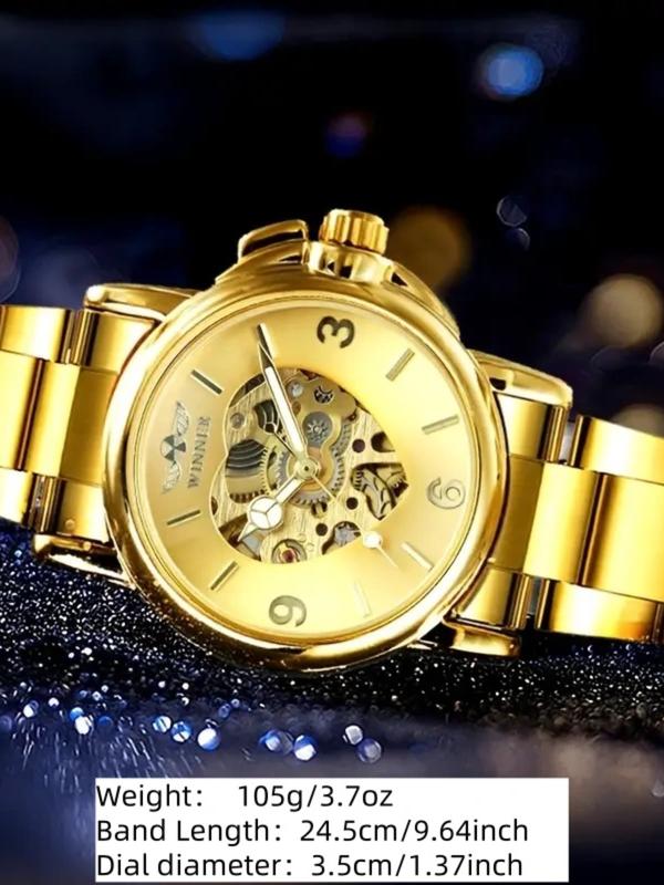 Women's Automatic Mechanical Watch, Analog Mechanical Watch - Luxury Gold Hollow Dial with Luminous Hands, Stainless Steel Strap, Suitable for Formal and Leisure Activities - Ideal Gift for Women's Christmas, Birthday, and New Year