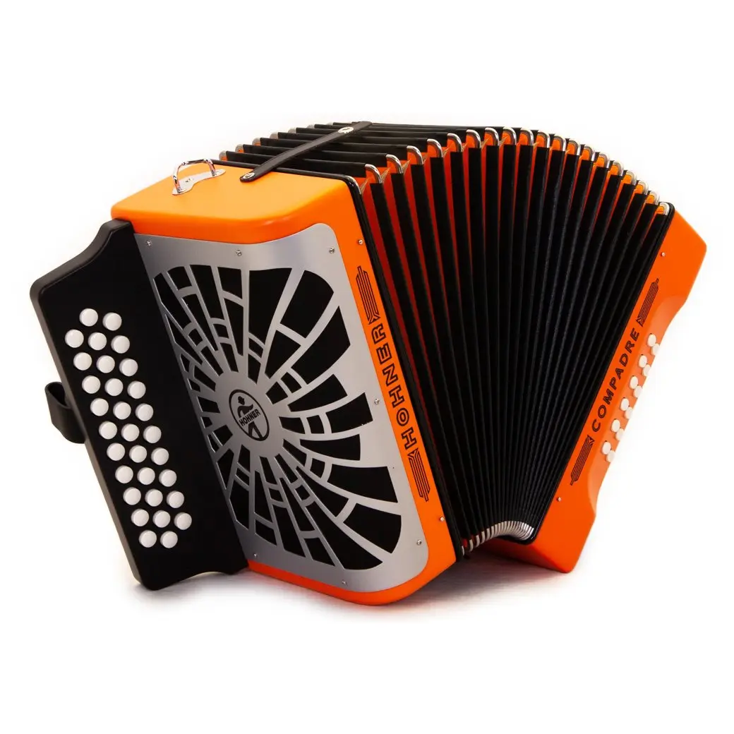 Hohner Compadre Accordion FBE Orange with Matte Gray Grill Hohner Compadre Accordion FBE Orange with Matte Gray Grill