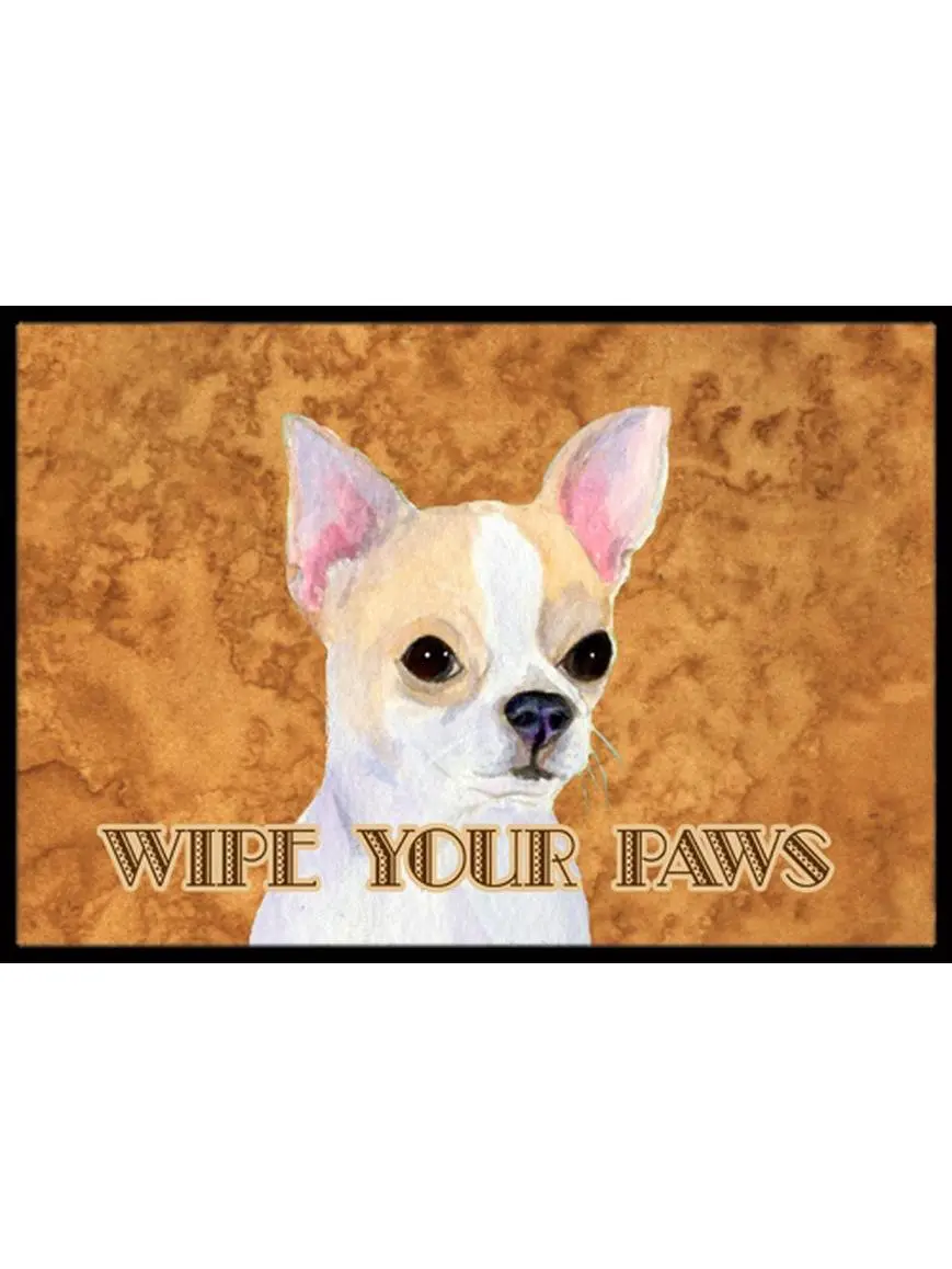 Carolines Treasures SS4901MAT Durable Fade-Resistant 18x27 In. Chihuahua Wipe Your Paws Indoor-Outdoor Mat