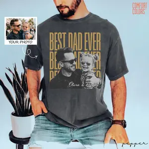 Comfort Colors Custom Vintage Photo Dad Shirt, Retro Childhood Photo Best Dad Ever Shirt, Father's Day Gift for Dad, Grandpa Fathers Day