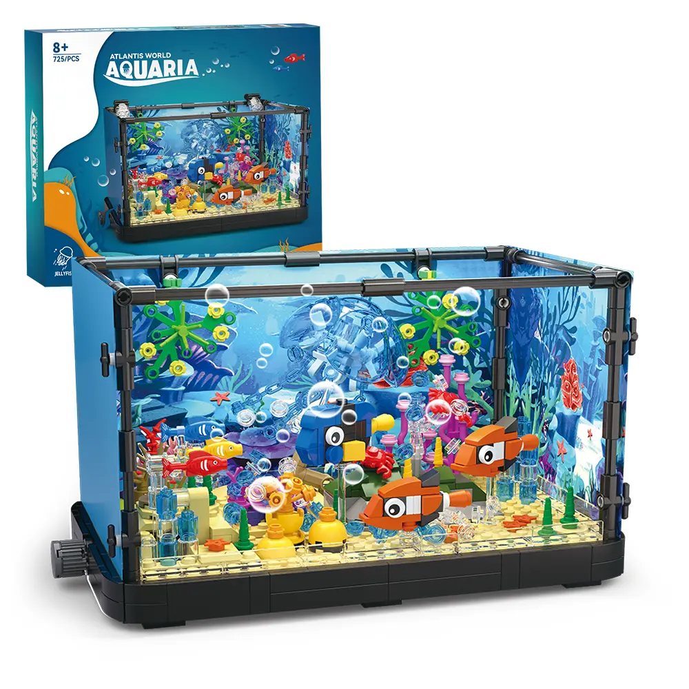 HEGOAI Aquarium Building Block Kit - Creature Block Kit, DIY Building Model with Jellyfish Tank, Turtle Tank - Home Decoration, Teenage Boy Gift, Kids' Ideal Toy