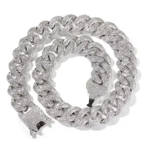 1-116 Street 20mm Crypto Cuban Chain Men's Hip Hop Fashion New Spring Clothing Buckle Four Rows Full of Gold Necklace