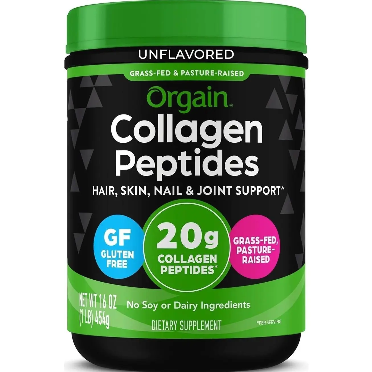 Orgain 20g Hydrolyzed Collagen Peptides Powder, Unflavored, 1lb | Grass fed collagen type I and III for women and men, supplement for hair, skin, nail, & joint support, paleo & keto, non-GMO