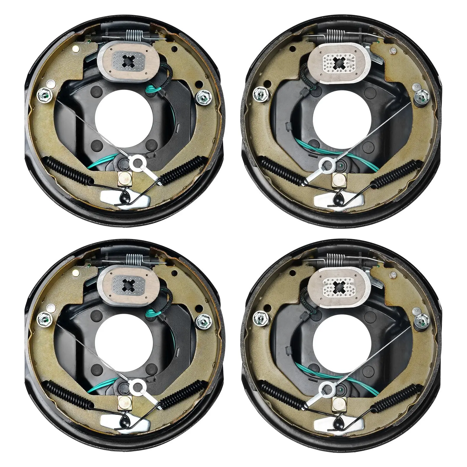 Electric Trailer Brake Assembly, 10 In X 2-1/4 In, 2 Pairs Self-Adjusting Electric Brakes Kit For 3500 Lb Axles, 4-Hole Mounting, Backing Plates For Brake System Replacement (2 Right, 2 Left)