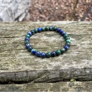 Natural Azurite Chrysocolla 4mm Round Beaded Handmade Bracelet Protection Gemstone Crystal Stretch Men Women Yoga Bracelet Gift