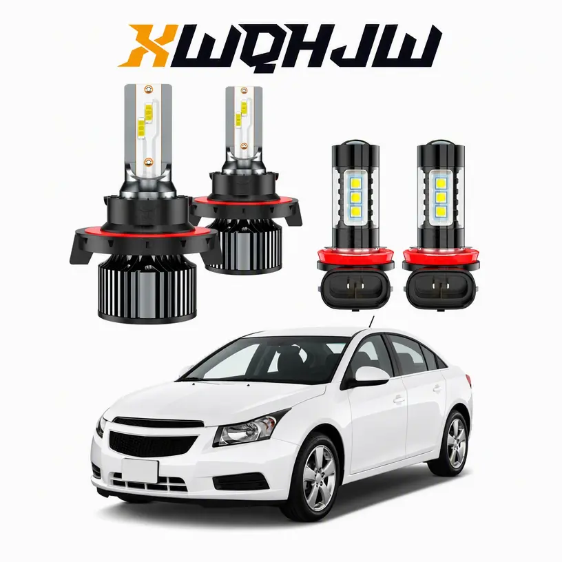 XWQHJW LED Car Headlights & Fog Light Bulbs Combo - 4PCS H13/H11 Set, Waterproof Brightening Luminous LED Lights for Chevy Cruze 2011-2015, Super Bright