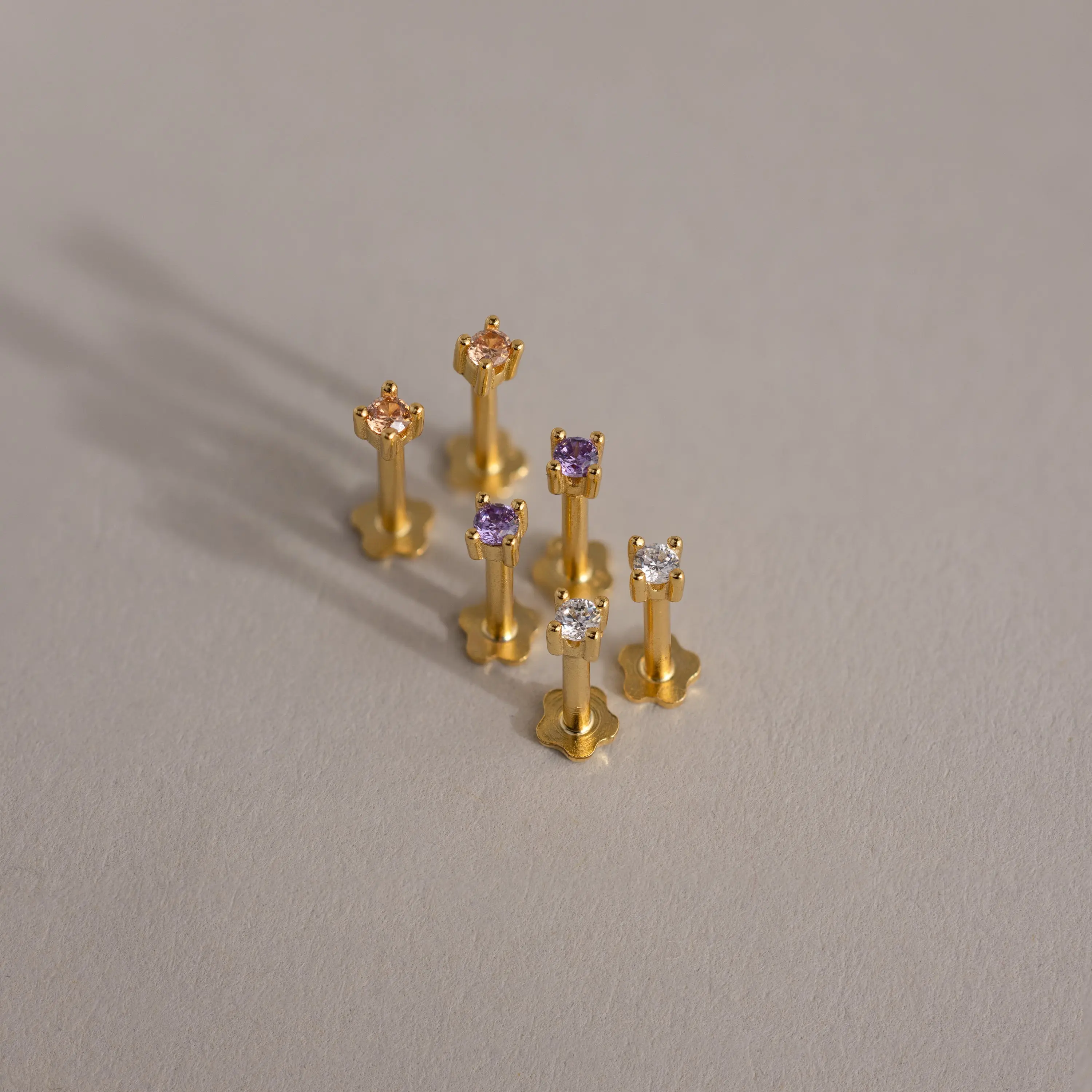 Dainty Birthstone Flatback Studs by Caitlyn Minimalist - Tiny Gemstone Stud Earrings - Crystal Jewelry - Birthday Gift for Her