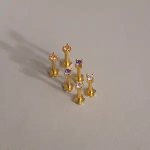 Dainty Birthstone Flatback Studs by Caitlyn Minimalist - Tiny Gemstone Stud Earrings - Crystal Jewelry - Birthday Gift for Her