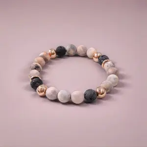 Natural Pink Zebra Jasper & Lava Rock Diffuser Bracelet Love & Strength Emotional Healing Grounding Anxiety Relief Gift for Women Men