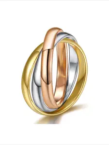 Fashionable Three Ring Tricolor Ring, High-quality Women's Ring, Daily, Casual, and Decorative Accessories