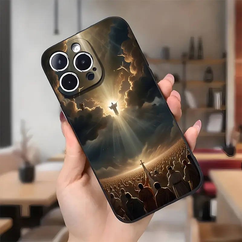 Jesus Alive Christian Aesthetic Pattern Handheld Cellphone Case - 1.2mm Skinny, Protective, Military-Grade Shockproof, Non-Slip Silicone Casing for Customized iPhone 17,16,15,14 Pro,14 Pro Max,13,12,11,AIR,XR,XS Plus Mobile Accessory