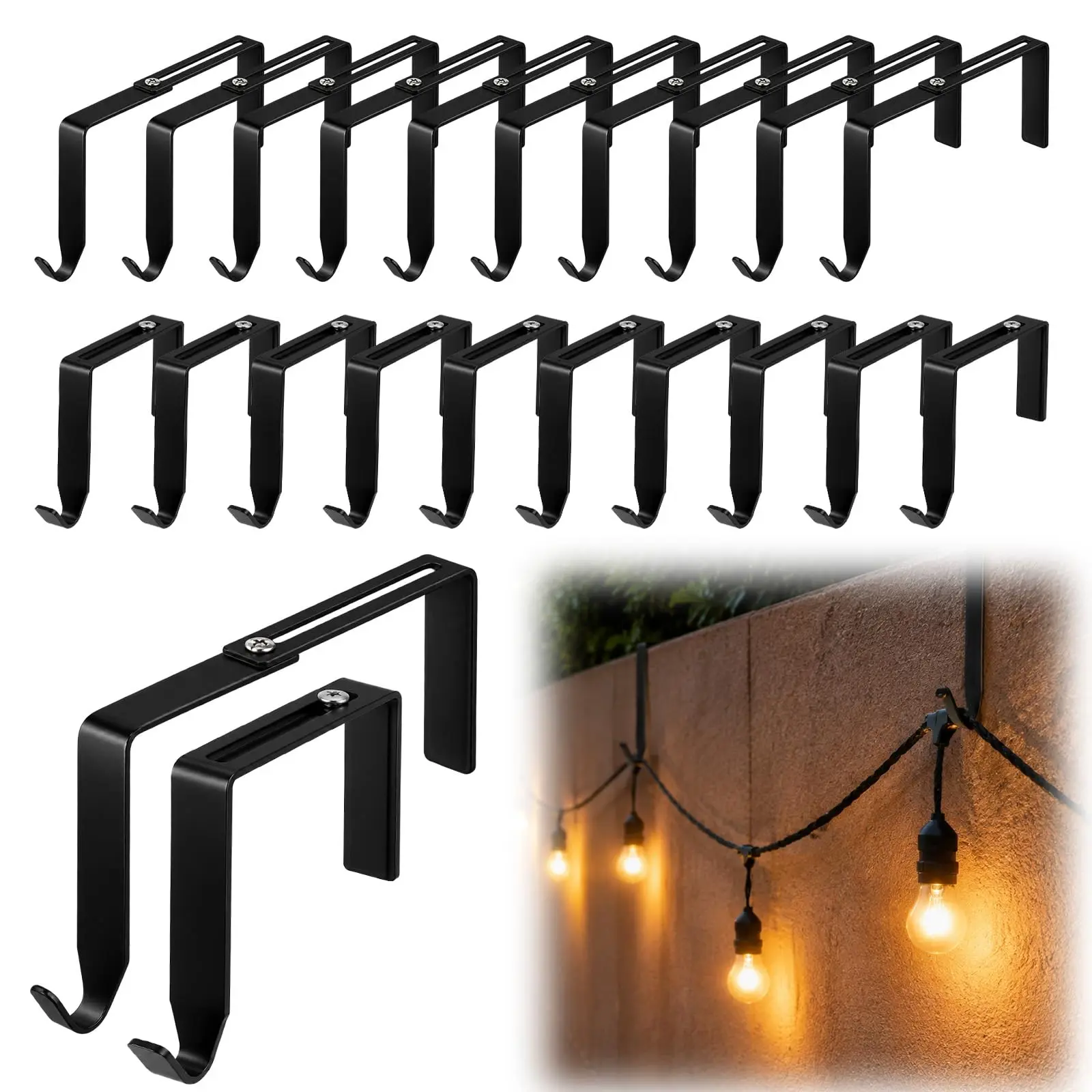 30 Pcs Adjustable Outdoor Light Hooks for 3.2–6 Inch No Drill Metal Hangers