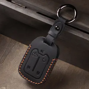 Leather Car Key Fob Cover  For Chevrolet 2023 2022 2021 2020 2019 GMC Sierra and ChevySilverado 1500 2500HD 3500HD Key Case