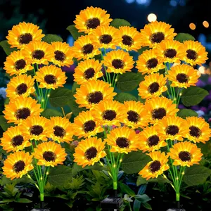 Solar Sunflower Garden Lights Outdoor, Waterproof IP65 Decorative Yard Stake Lights, Auto On/Off Solar Pathway Lights for Lawn, Patio, Garden Decor, Gifts for Mom & Friends