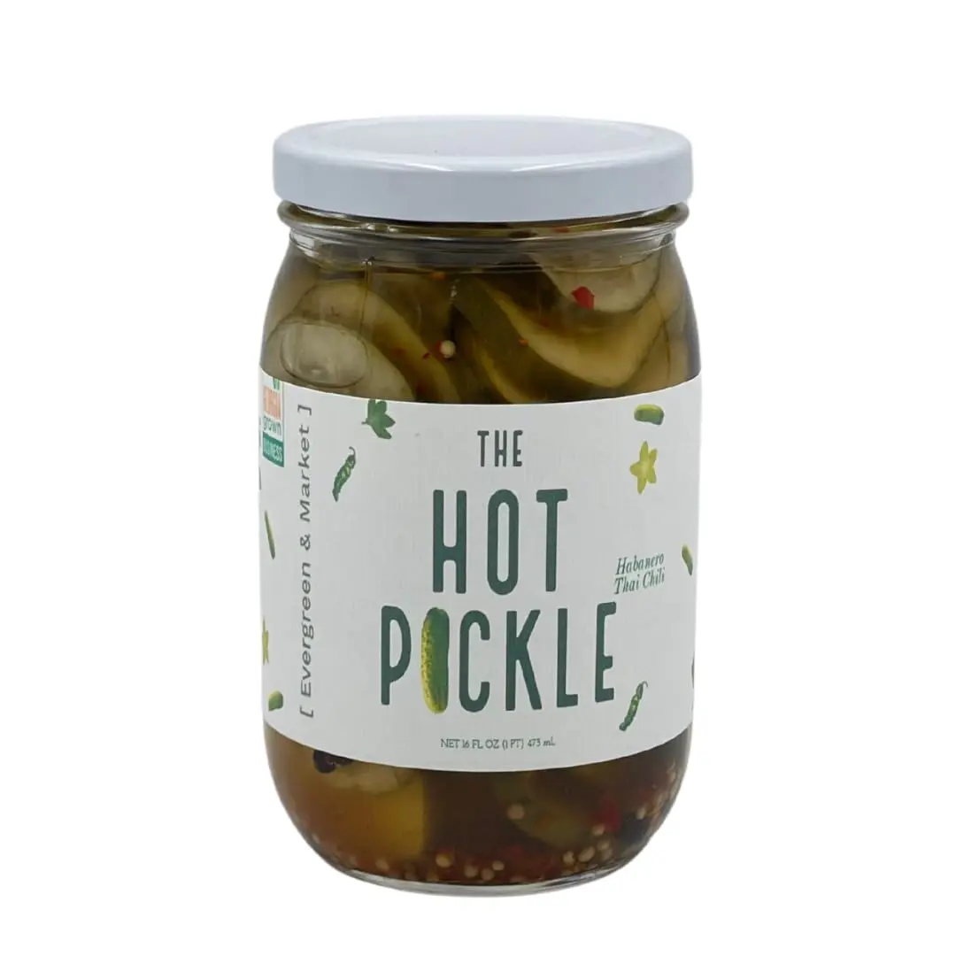 Hot Pickle Gourmet Chips – Spicy Snacks for Burgers, Tacos & Drinks – 3/5 Spice – Tangy & Crunchy – 16 Oz Jar