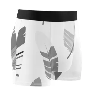 Men's Underwear Boxer Briefs Scandinavian Black and White Feather Underwear