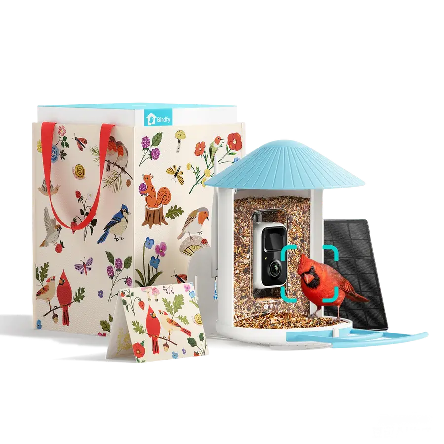 Birdfy Smart Bird Feeding Tool - Limited Stock, Dual-Mode Night Vision, Wi-Fi Enabled, Free Birdfy App, Free Cloud Storage, Included USB-C Cable, 3 lbs Botanical Design, 5200mAh Battery, Father's Day Gift Option
