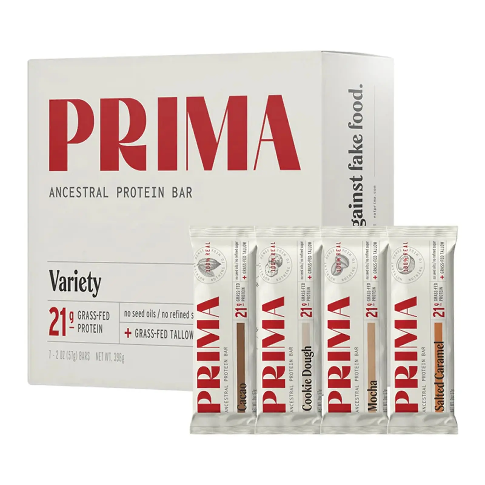 (NEW) PRIMA Ancestral Protein Bar – Variety Pack (7 Pack) | 21g Grass-Fed Whey Protein, 100% Real Ingredient Snack with Grass-Fed Tallow & Organic Raw Honey | Seed Oil Free, Gluten-Free, Low Carb Clean Energy Bar Chunk Flavored Bars Chocolate