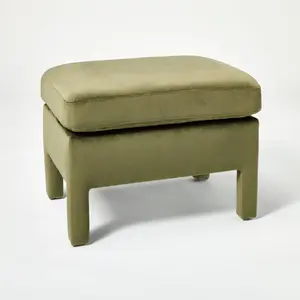 Bellfield Fully Upholstered Ottoman Olive Green Velvet - Threshold designed