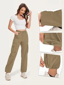 Women's Lightweight Hiking Pants with 7 Pockets, Quick-Dry Waterproof High-Waisted Fitted Cargo Pants, Casual Comfy Trousers for Travel and Leisure Bottom