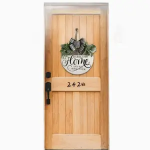 Floral Door Hanging Decor with Welcome Sign, Rustic Style Burlap Bowknot & Artificial Flowers, All-Season Front Door Decoration