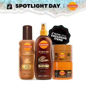 CARROTEN Seasonal Stock-Up Tanning Kit - Body Care Tanning Products with Golden Nourishing Hydrating Moisturizer, Mini Intensive Gel, Mini Calming Shimmer Gel, Turbo Tan Intensifier, Full Coconut Bronze Oil Spray, Radiant Glow