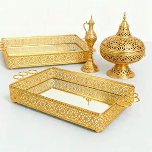 Elegant Mirror Glass Metal Tray, Fruit Dish for Living Room, Snack Storage Plate, Party Decorative Holder, Suitable for Kitchen & Bathroom