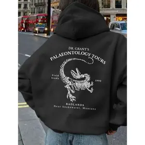 Women's Paleontology Tours Dinosaur Graphic Hoodie - Cotton Blend Long Sleeve Pullover Regular Fit | Soft & Breathable Fabric, Durable Print, Everyday Comfort, Machine Washable, casual urban city street