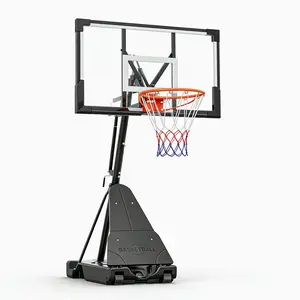Adjustable Outdoor Basketball Hoop System, 52 Inch Shatterproof Backboard, Height Range 4.9-10 FT, Portable Base with Wheels and Weight for Teens and Adults