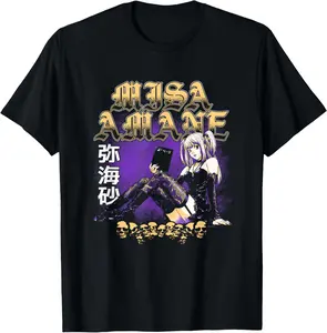 100% Cotton Death Note Misa Amane Old English Text Anime T-Shirt